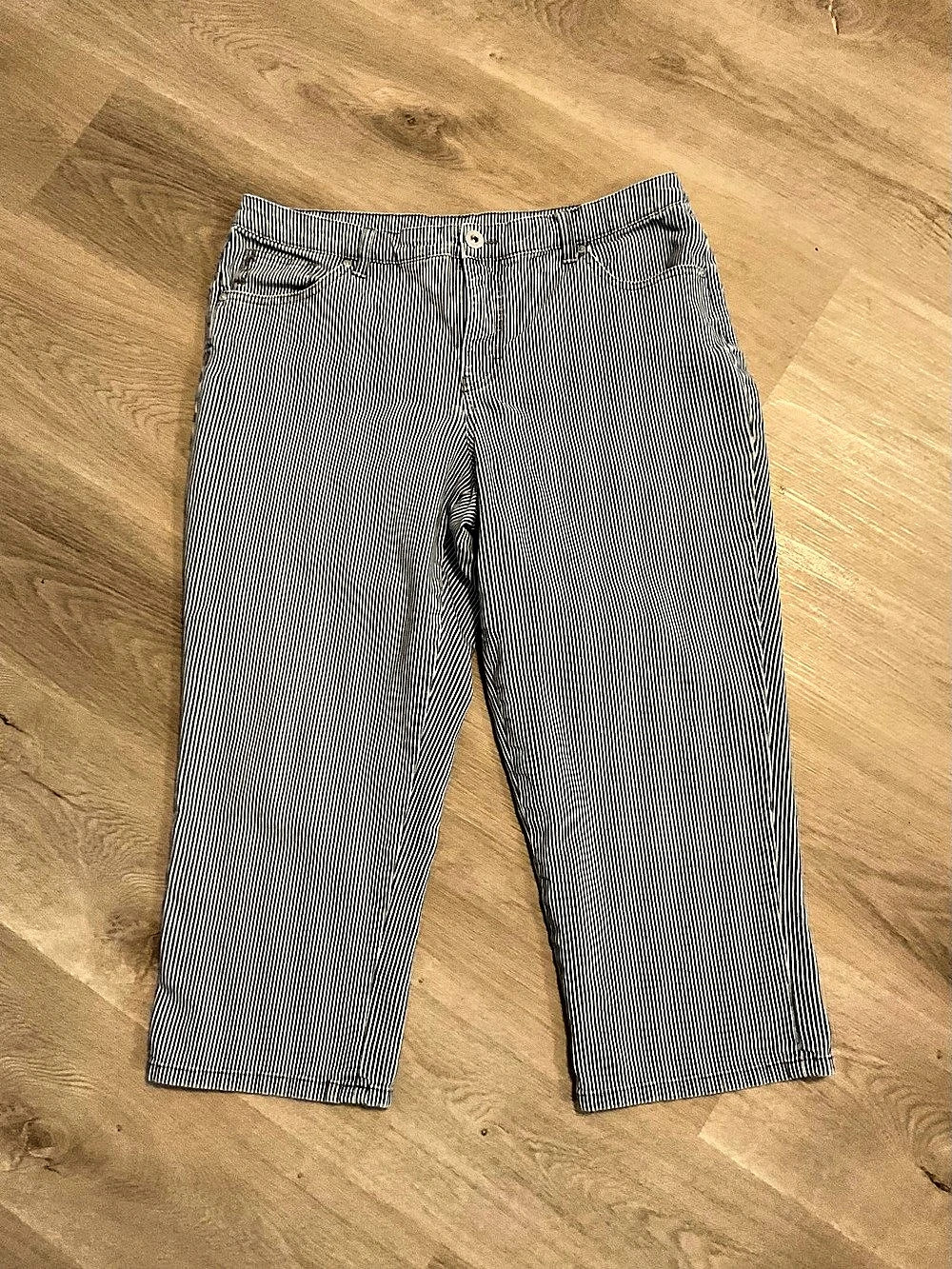 Style & Co Capri Striped Pants in Blue & White Size 12